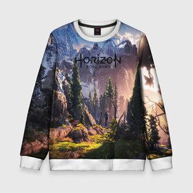 Детский свитшот 3D с принтом Horizon Zero Dawn в Ухте, 100% полиэстер | свободная посадка, прямой крой, мягкая тканевая резинка на рукавах и понизу свитшота | aloy | antasy girl | art | artwork | digital art | fantasy | horizon | horizon: zero dawn | landscape | tallneck | warrior fantasy | weapon | zero dawn