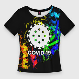Женская футболка 3D Slim с принтом COVID 19 NEW в Ухте,  |  | covid 19 | molecule | абстракция | клетки | коронавирус | медицина | микробы | молекулы | наука | нейрон | нейроны | текстура | текстуры | формула