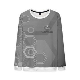 Мужской свитшот 3D с принтом LEXUS. в Ухте, 100% полиэстер с мягким внутренним слоем | круглый вырез горловины, мягкая резинка на манжетах и поясе, свободная посадка по фигуре | Тематика изображения на принте: 2020 | auto | lexus | sport
 brand | авто | автомобильные | брэнд | классика | лексус | лого | логотип | марка | машины | следы от шин | спорт