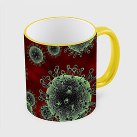 Кружка с полной запечаткой с принтом COVID-19 в Ухте, керамика | ёмкость 330 мл | Тематика изображения на принте: covid 19 | molecule | абстракция | клетки | коронавирус | медицина | микробы | молекулы | наука | нейрон | нейроны | текстура | текстуры | формула