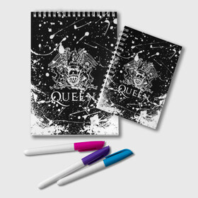 Блокнот с принтом QUEEN в Ухте, 100% бумага | 48 листов, плотность листов — 60 г/м2, плотность картонной обложки — 250 г/м2. Листы скреплены удобной пружинной спиралью. Цвет линий — светло-серый
 | queen | британская рок группа | квин | куин | кьюин | мистер робот | музыка | рами малек | рок | рок музыка | фредди меркьюри