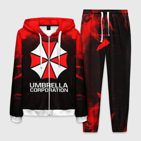 Мужской костюм 3D с принтом UMBRELLA CORP в Ухте, 100% полиэстер | Манжеты и пояс оформлены тканевой резинкой, двухслойный капюшон со шнурком для регулировки, карманы спереди | ada wong | biohazard | leon | nemesis | project resistance | raccoon city | re | re3 | resident evil | resident evil 3 | rpd | stars | umbrella | ада вонг | амбрелла | немезис | ужасы