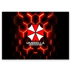 Поздравительная открытка с принтом UMBRELLA CORP в Ухте, 100% бумага | плотность бумаги 280 г/м2, матовая, на обратной стороне линовка и место для марки
 | Тематика изображения на принте: ada wong | biohazard | leon | nemesis | project resistance | raccoon city | re | re3 | resident evil | resident evil 3 | rpd | stars | umbrella | ада вонг | амбрелла | немезис | ужасы