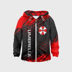 Детская ветровка 3D с принтом UMBRELLA CORP в Ухте, 100% полиэстер | подол и капюшон оформлены резинкой с фиксаторами, по бокам два кармана без застежек, один потайной карман на груди | ada wong | biohazard | leon | nemesis | project resistance | raccoon city | re | re3 | resident evil | resident evil 3 | rpd | stars | umbrella | ада вонг | амбрелла | немезис | ужасы