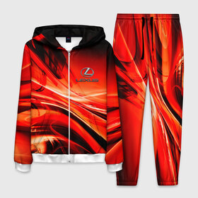 Мужской костюм 3D с принтом LEXUS. в Ухте, 100% полиэстер | Манжеты и пояс оформлены тканевой резинкой, двухслойный капюшон со шнурком для регулировки, карманы спереди | Тематика изображения на принте: 2020 | auto | lexus | sport
 brand | авто | автомобильные | брэнд | классика | лексус | лого | логотип | марка | машины | следы от шин | спорт