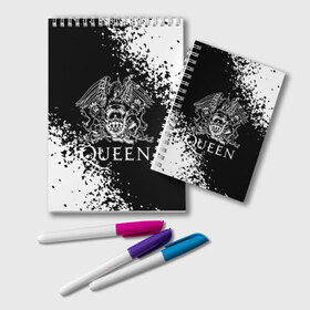 Блокнот с принтом QUEEN в Ухте, 100% бумага | 48 листов, плотность листов — 60 г/м2, плотность картонной обложки — 250 г/м2. Листы скреплены удобной пружинной спиралью. Цвет линий — светло-серый
 | queen | британская рок группа | квин | куин | кьюин | мистер робот | музыка | рами малек | рок | рок музыка | фредди меркьюри
