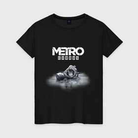 Женская футболка хлопок с принтом METRO EXODUS. в Ухте, 100% хлопок | прямой крой, круглый вырез горловины, длина до линии бедер, слегка спущенное плечо | exodus | horror | metro 2033 | metro exodus | sparta | survival | артём | игры | исход | метро | метро 2035 | спарта | спартанцы