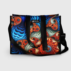 Сумка-шоппер 3D с принтом Fractal illusion в Ухте, 100% полиэстер | застегивается на металлическую кнопку; внутренний карман застегивается на молнию. Стенки укреплены специальным мягким материалом, чтобы защитить содержимое от несильных ударов
 | abstract | abstraction | color | fractal | geometry | paitnt | polygon | polygonal | psy | абстракция | геометрия | краски | неоновые | полигоны | психоделика | фрактал