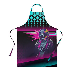 Фартук 3D с принтом НЕОНОВЫЙ ГОНЩИК в Ухте, 100% полиэстер | общий размер — 65 х 85 см, ширина нагрудника — 26 см, горловина — 53 см, длина завязок — 54 см, общий обхват в поясе — 173 см. Принт на завязках и на горловине наносится с двух сторон, на основной части фартука — только с внешней стороны | counter strike | cs | cs go | csgo | neon | neon rider | rider | контр страйк | кс | кс го | ксго | неон | неоновый гонщик