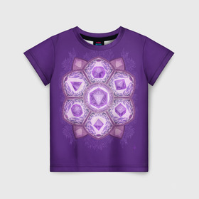 Детская футболка 3D с принтом DnD Dices - Lavander в Ухте, 100% гипоаллергенный полиэфир | прямой крой, круглый вырез горловины, длина до линии бедер, чуть спущенное плечо, ткань немного тянется | dices lavander | dnd | dungeonse dragons | днд | игра | кубик | лаванда