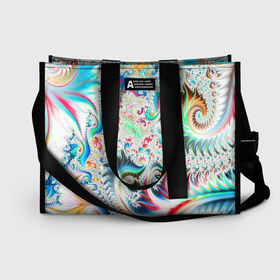 Сумка-шоппер 3D с принтом ILLUSION STYLE в Ухте, 100% полиэстер | застегивается на металлическую кнопку; внутренний карман застегивается на молнию. Стенки укреплены специальным мягким материалом, чтобы защитить содержимое от несильных ударов
 | abstract | abstraction | color | fractal | geometry | paitnt | polygon | polygonal | psy | абстракция | геометрия | краски | неоновые | полигоны | психоделика | фрактал