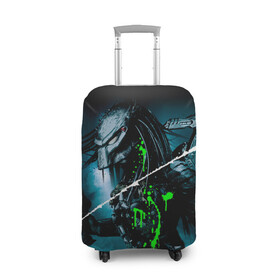 Чехол для чемодана 3D с принтом PREDATOR в Ухте, 86% полиэфир, 14% спандекс | двустороннее нанесение принта, прорези для ручек и колес | aliens | avp | black | cinema | predator | кино | фильм хищник | фильмы | хищник | чёрный | чужой