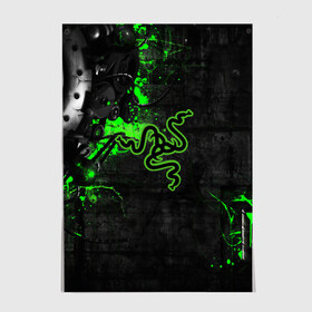 Постер с принтом RAZER. в Ухте, 100% бумага
 | бумага, плотность 150 мг. Матовая, но за счет высокого коэффициента гладкости имеет небольшой блеск и дает на свету блики, но в отличии от глянцевой бумаги не покрыта лаком | game | pc razer | razer | игры | резер | рейзер | рузер | рэйзер