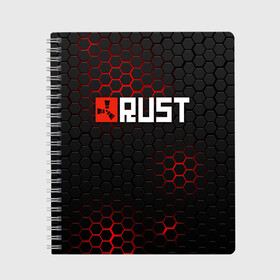 Тетрадь с принтом RUST в Ухте, 100% бумага | 48 листов, плотность листов — 60 г/м2, плотность картонной обложки — 250 г/м2. Листы скреплены сбоку удобной пружинной спиралью. Уголки страниц и обложки скругленные. Цвет линий — светло-серый
 | dayz | facepunch | rust | state of decay | survival | the forest | this war of mine | выживалка rust | раст