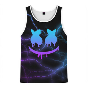 Мужская майка 3D с принтом Marshmello в Ухте, 100% полиэстер | круглая горловина, приталенный силуэт, длина до линии бедра. Пройма и горловина окантованы тонкой бейкой | marshmello | диджей | клуб | клубная музыка | маршмеллоу | маршмэлло | маршмэллоу | музыка | электронная