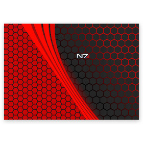 Поздравительная открытка с принтом Mass Effect N7 в Ухте, 100% бумага | плотность бумаги 280 г/м2, матовая, на обратной стороне линовка и место для марки
 | Тематика изображения на принте: andromeda | effect | n7 | n7 day | герой | костюм | масса эффект | программа n7