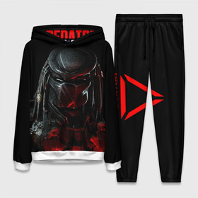 Женский костюм 3D (с толстовкой) с принтом PREDATOR в Ухте,  |  | aliens | avp | black | cinema | predator | кино | фильм хищник | фильмы | хищник | чёрный | чужой