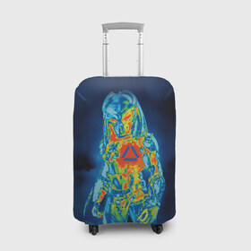 Чехол для чемодана 3D с принтом PREDATOR в Ухте, 86% полиэфир, 14% спандекс | двустороннее нанесение принта, прорези для ручек и колес | aliens | avp | black | cinema | predator | кино | фильм хищник | фильмы | хищник | чёрный | чужой