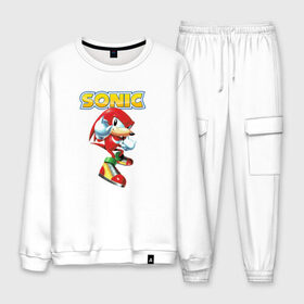 Мужской костюм хлопок с принтом Sonic в Ухте, 100% хлопок | на свитшоте круглая горловина, мягкая резинка по низу. Брюки заужены к низу, на них два вида карманов: два “обычных” по бокам и два объемных, с клапанами, расположенные ниже линии бедра. Брюки с мягкой трикотажной резинкой на поясе и по низу штанин. В поясе для дополнительного комфорта — широкие завязки | hedgehog | metal sonic | silver | silver the hedgehog | sonic | sonic boom | sonic the hedgehog | ёж сонник | игры | соник | фильмы