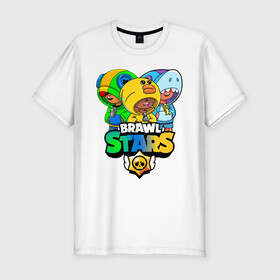 Мужская футболка хлопок Slim с принтом Brawl Stars Leon Trio в Ухте, 92% хлопок, 8% лайкра | приталенный силуэт, круглый вырез ворота, длина до линии бедра, короткий рукав | 3 леона | brawl stars | brawl stars leon | leon | leon green | leon sally | leon shark | бравл старс | леон | леон акула | леон огонь | леон салли | леон старс | леоны