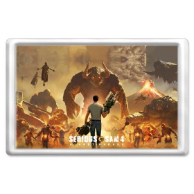 Магнит 45*70 с принтом Serious Sam 4 в Ухте, Пластик | Размер: 78*52 мм; Размер печати: 70*45 | Тематика изображения на принте: croteam | devolver | digital | games | planet | sam | serious | игры | крутой | планета | сэм