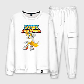 Мужской костюм хлопок с принтом Sonic в Ухте, 100% хлопок | на свитшоте круглая горловина, мягкая резинка по низу. Брюки заужены к низу, на них два вида карманов: два “обычных” по бокам и два объемных, с клапанами, расположенные ниже линии бедра. Брюки с мягкой трикотажной резинкой на поясе и по низу штанин. В поясе для дополнительного комфорта — широкие завязки | hedgehog | metal sonic | silver | silver the hedgehog | sonic | sonic boom | sonic the hedgehog | ёж сонник | игры | соник | фильмы