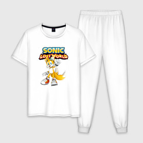Мужская пижама хлопок с принтом Sonic в Ухте, 100% хлопок | брюки и футболка прямого кроя, без карманов, на брюках мягкая резинка на поясе и по низу штанин
 | hedgehog | metal sonic | silver | silver the hedgehog | sonic | sonic boom | sonic the hedgehog | ёж сонник | игры | соник | фильмы