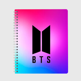 Тетрадь с принтом BTS в Ухте, 100% бумага | 48 листов, плотность листов — 60 г/м2, плотность картонной обложки — 250 г/м2. Листы скреплены сбоку удобной пружинной спиралью. Уголки страниц и обложки скругленные. Цвет линий — светло-серый
 | army | blackpink | bts | exo | idol | k pop | mv | tvxq | twice | айдол | бойбенд | бтс | градиент | группа | к поп | корея | кпоп | музыка