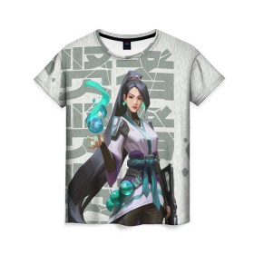 Женская футболка 3D с принтом VALORANT в Ухте, 100% полиэфир ( синтетическое хлопкоподобное полотно) | прямой крой, круглый вырез горловины, длина до линии бедер | valorant | валорант | велорант | вэлорант