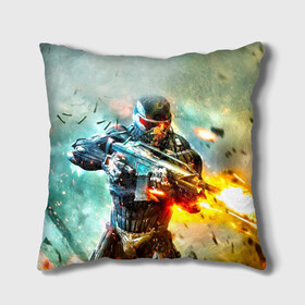Подушка 3D с принтом CRYSIS в Ухте, наволочка – 100% полиэстер, наполнитель – холлофайбер (легкий наполнитель, не вызывает аллергию). | состоит из подушки и наволочки. Наволочка на молнии, легко снимается для стирки | cros | cross | crysis | crysis remastered | game | игра | крайсис