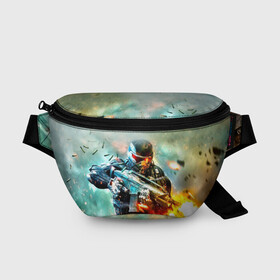 Поясная сумка 3D с принтом CRYSIS в Ухте, 100% полиэстер | плотная ткань, ремень с регулируемой длиной, внутри несколько карманов для мелочей, основное отделение и карман с обратной стороны сумки застегиваются на молнию | cros | cross | crysis | crysis remastered | game | игра | крайсис