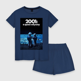 Женская пижама с шортиками хлопок с принтом 2001: а Space Odyssey в Ухте, 100% хлопок | футболка прямого кроя, шорты свободные с широкой мягкой резинкой | 