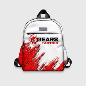 Детский рюкзак 3D с принтом GEARS TACTICS. в Ухте, 100% полиэстер | лямки с регулируемой длиной, сверху петелька, чтобы рюкзак можно было повесить на вешалку. Основное отделение закрывается на молнию, как и внешний карман. Внутри дополнительный карман. По бокам два дополнительных кармашка | game | gears | gears of war | gears tactics | игра | стратегия | шестерёнки