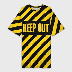 Платье-футболка 3D с принтом Keep out в Ухте,  |  | Тематика изображения на принте: coronavirus | forbidden | infection | keep out | tape | virus | yellow black | zone | вирус | вне | жёлто черная | запретная | зона | инфекция | коронавирус | лента | оставайся