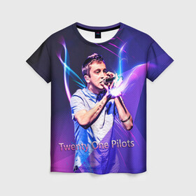 Женская футболка 3D с принтом Twenty One Pilots - Tyler в Ухте, 100% полиэфир ( синтетическое хлопкоподобное полотно) | прямой крой, круглый вырез горловины, длина до линии бедер | twenty one pilots | tyler joseph | альтернативный рок | альтернативный хип хоп | инди поп | поп рок | рок | рэп рок | тайлер джозеф | электропоп