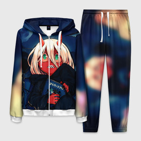 Мужской костюм 3D с принтом DARLING IN THE FRANXX в Ухте, 100% полиэстер | Манжеты и пояс оформлены тканевой резинкой, двухслойный капюшон со шнурком для регулировки, карманы спереди | 02 | anime | darling in the franxx | hiro | manga | zero two | аниме | любимый во франксе | манга | милый во франксе | ноль два | хиро