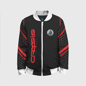 Детский бомбер 3D с принтом Crysis в Ухте, 100% полиэстер | застегивается на молнию, по бокам два кармана без застежек, мягкие манжеты, по низу бомбера и на воротнике — эластичная резинка | Тематика изображения на принте: crysis | crysis 3 | crysis remastered | crytek | jake dunn | muscle suit | nomad | джейк данна | игры | кризис | крутек | номад