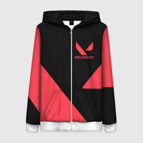 Женская толстовка 3D на молнии с принтом VALORANT в Ухте, 100% полиэстер | длина до линии бедра, манжеты и пояс оформлены мягкой тканевой резинкой, двухслойный капюшон со шнурком для регулировки, спереди молния, по бокам два кармана | cs go | league of legends | legends of runeterra | lol | overwatch | riot | riot games | valorant | валорант | кс го | лига легенд | лол