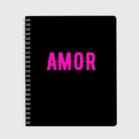 Тетрадь с принтом Amor в Ухте, 100% бумага | 48 листов, плотность листов — 60 г/м2, плотность картонной обложки — 250 г/м2. Листы скреплены сбоку удобной пружинной спиралью. Уголки страниц и обложки скругленные. Цвет линий — светло-серый
 | amor | amour | te amo | любовь | надпись про любовь | я тебя люблю