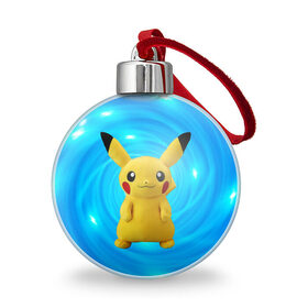 Ёлочный шар с принтом Пикачу в Ухте, Пластик | Диаметр: 77 мм | pikachu | pokemon | аниме | зверек | мультик | мультфильм | пика | пикачу | покемон | покемоны