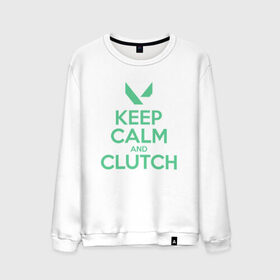 Мужской свитшот хлопок с принтом KEEP CALM CLUTCH в Ухте, 100% хлопок |  | breach | cs go | cypher | jett | league of legends | legends of runeterra | lol | omen | overwatch | phoenix | riot | riot games | sage | sona | sova | valorant | viper | валорант | кс го | лига легенд | лол