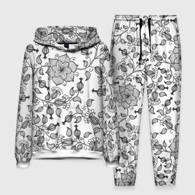 Мужской костюм 3D (с толстовкой) с принтом Цветы в Ухте,  |  | Тематика изображения на принте: 3d | белое | лепестки | летняя | лето | листья | популярное | растения | цветы | черное