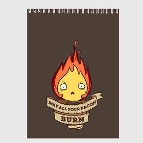 Скетчбук с принтом Burn в Ухте, 100% бумага
 | 48 листов, плотность листов — 100 г/м2, плотность картонной обложки — 250 г/м2. Листы скреплены сверху удобной пружинной спиралью | Тематика изображения на принте: ведьма пустоши | кальцифер | маркл | пугало | пугало репка | софи | софи хаттер | хаул | хаул пендрагон | ходячий замок | ходячий замок хаула