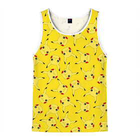 Мужская майка 3D с принтом PIKACHU в Ухте, 100% полиэстер | круглая горловина, приталенный силуэт, длина до линии бедра. Пройма и горловина окантованы тонкой бейкой | Тематика изображения на принте: pika | pika pika | pikachu | pokemon | детектив пикачу | пика | пикачу | покемон