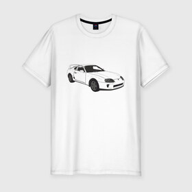 Мужская футболка хлопок Slim с принтом Toyota Supra JZA80 в Ухте, 92% хлопок, 8% лайкра | приталенный силуэт, круглый вырез ворота, длина до линии бедра, короткий рукав | Тематика изображения на принте: 