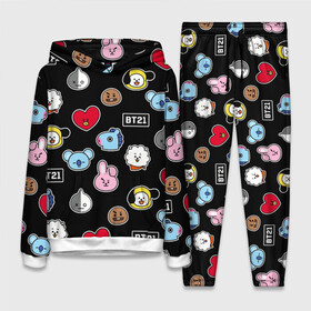 Женский костюм 3D (с толстовкой) с принтом BT21 | BTS | БТС | BANGTAN BOYS в Ухте,  |  | bangtan boys | bt21 | bts | бтс