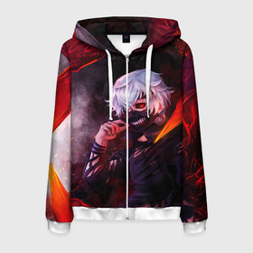 Мужская толстовка 3D на молнии с принтом Ken Kaneki в Ухте, 100% полиэстер | длина до линии бедра, манжеты и пояс оформлены мягкой тканевой резинкой, двухслойный капюшон со шнурком для регулировки, спереди молния, по бокам два кармана | anime | ghoul | kaneki | ken | manga | tokyo | аниме | гуль | канеки | кен | манга | токийский