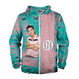 Мужская ветровка 3D с принтом Дима Билан в Ухте, 100% полиэстер | подол и капюшон оформлены резинкой с фиксаторами, два кармана без застежек по бокам, один потайной карман на груди | актер | билан | дима | певец