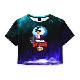 Женская футболка Crop-top 3D с принтом AGENT P в Ухте, 100% полиэстер | круглая горловина, длина футболки до линии талии, рукава с отворотами | agent p | brawl stars | brawl stars mr.p | mr.p | mr.p бравл старс | stars | агент п | бравл старс | мистер п