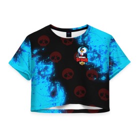 Женская футболка Crop-top 3D с принтом AGENT P в Ухте, 100% полиэстер | круглая горловина, длина футболки до линии талии, рукава с отворотами | agent p | brawl stars | brawl stars mr.p | mr.p | mr.p бравл старс | stars | агент п | бравл старс | мистер п